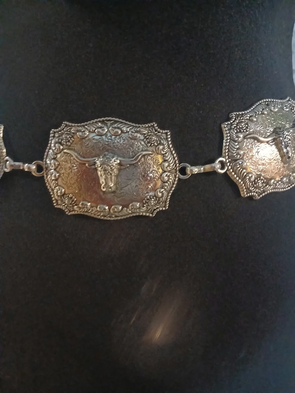 Western Medallion Chain Belt - Silver Tone
